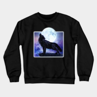 A howling wolf on a full moon Crewneck Sweatshirt